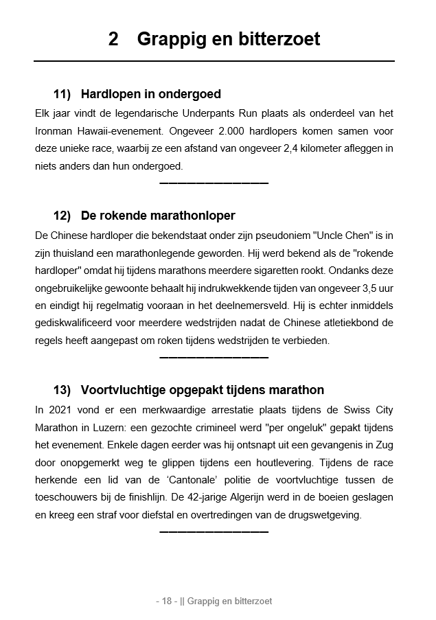 Version néerlandaise : 300 histoires extraordinaires et anecdotes amusantes sur la course à pied
