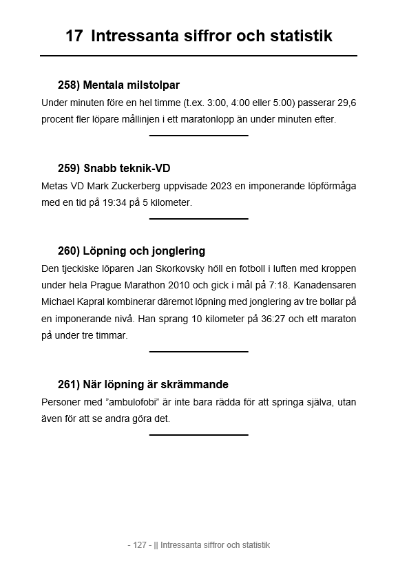 300 fascinerande berättelser och roliga fakta om löpning