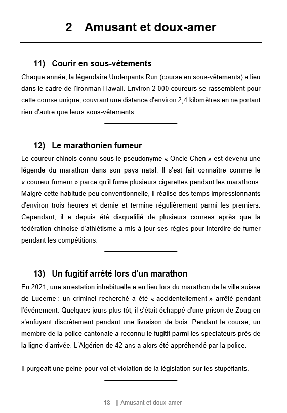 Franse versie: 300 histoires extraordinaires et anecdotes amusantes sur la course à pied